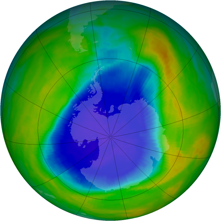 Antarctic ozone map for 26 October 1990